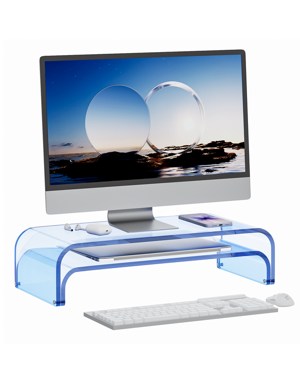 ERGO COLLECT Acrylic Dual Monitor Stand Riser 2 Tier,Blue